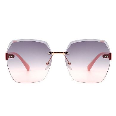 Rimless Tinted Oversize Geometric Square Sunglasses