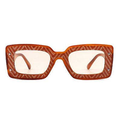 Retro Rectangle Flat Lens Tinted Sunglasses