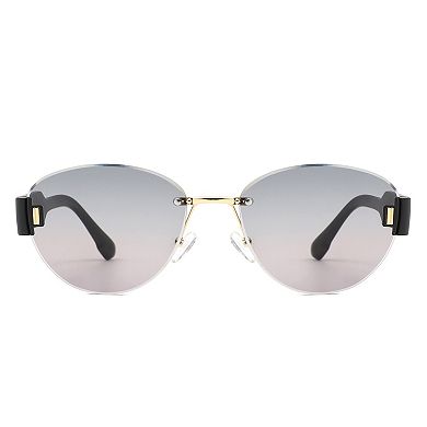 Women's Chic Tinted Oval Rimless Round Sunglasses