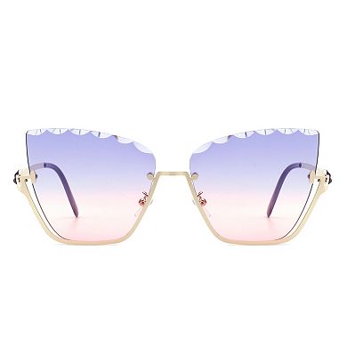 Half Frame Square Tinted Cat Eye Sunglasses
