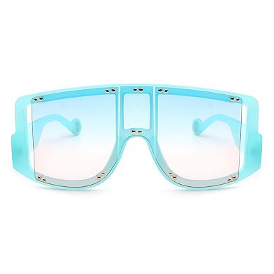 Oversized Square Curved Shield Fashion Sunglasses