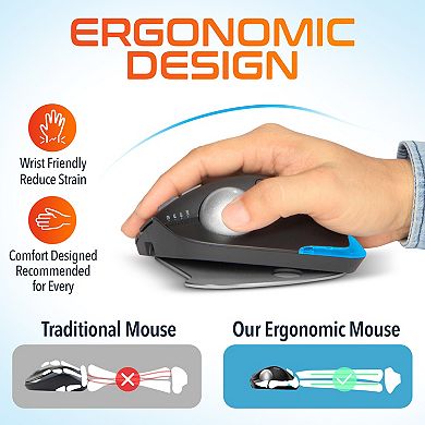 Delton T100 Ergonomic Tilt Wireless Trackball Computer Mouse