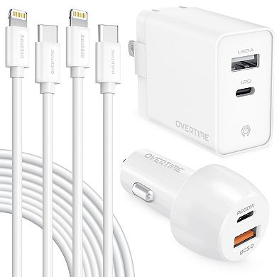 Lightning to C Cable: Dual USB-C PD20W & USB-A Car Charger (OHC10ICX2)