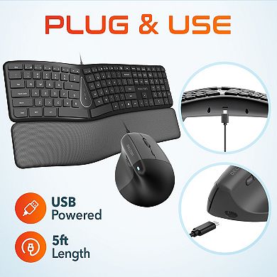 Delton USB KB250 Ergo Keyboard and S38