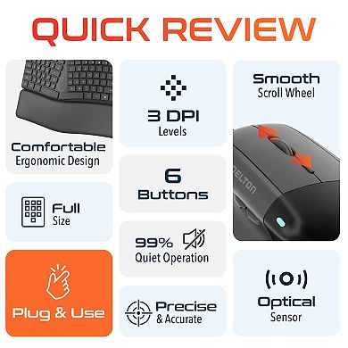 Delton USB KB250 Ergo Keyboard and S38