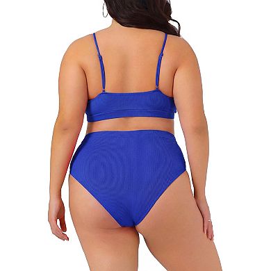 Plus Size Two Piece Swimsuit for Women Scoop Neck Bikini Bandeau Bathing Suits