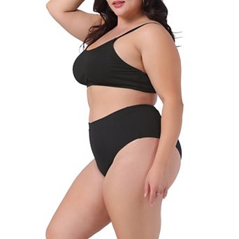 Plus Size Two Piece Swimsuit for Women Scoop Neck Bikini Bandeau Bathing Suits