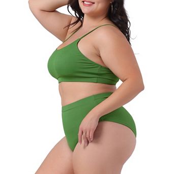 Plus Size Two Piece Swimsuit for Women Scoop Neck Bikini Bandeau Bathing Suits