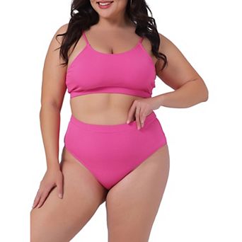 Plus Size Two Piece Swimsuit for Women Scoop Neck Bikini Bandeau Bathing Suits