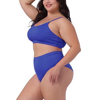 Plus Size Two Piece Swimsuit for Women Scoop Neck Bikini Bandeau Bathing Suits