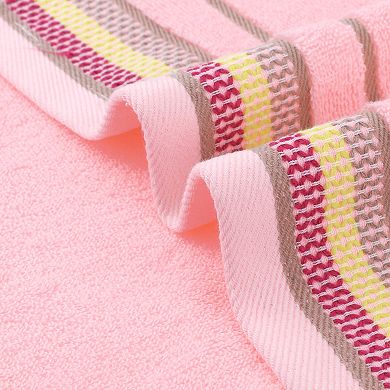 Hand Towels for Bathroom Cotton Striped Pattern Absorbent Soft Hands Face Towel 2 Pack