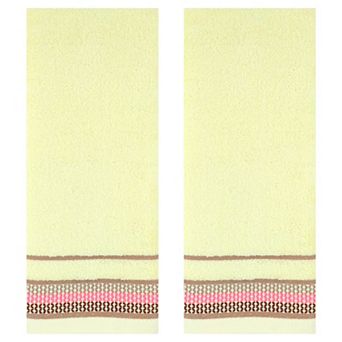 Hand Towels for Bathroom Cotton Striped Pattern Absorbent Soft Hands Face Towel 2 Pack
