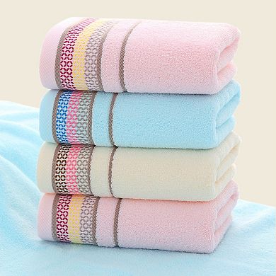 Hand Towels for Bathroom Cotton Striped Pattern Absorbent Soft Hands Face Towel 4 Pack