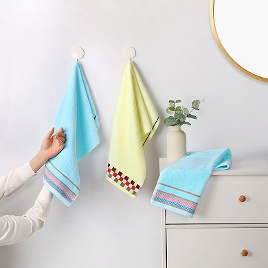Hand Towels for Bathroom Cotton Striped Pattern Absorbent Soft Hands Face Towel 4 Pack