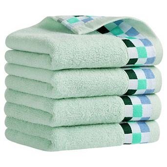 Hand Towels for Bathroom Cotton Striped Pattern Absorbent Soft Hands Face Towel 4 Pack