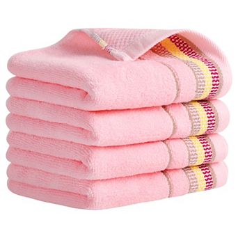 Hand Towels for Bathroom Cotton Striped Pattern Absorbent Soft Hands Face Towel 4 Pack