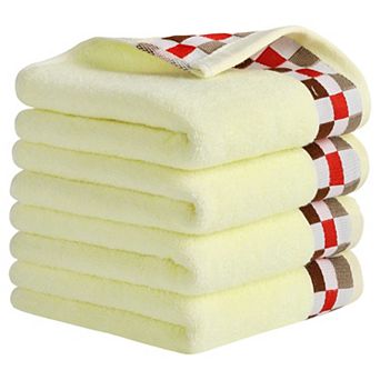 Hand Towels for Bathroom Cotton Striped Pattern Absorbent Soft Hands Face Towel 4 Pack