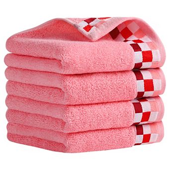 Hand Towels for Bathroom Cotton Striped Pattern Absorbent Soft Hands Face Towel 4 Pack