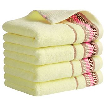Hand Towels for Bathroom Cotton Striped Pattern Absorbent Soft Hands Face Towel 4 Pack