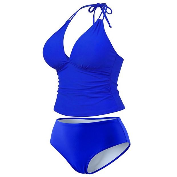 Women's Plus Size Tankini Swimsuit Two Piece Halter Swimdress