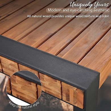 Merax 3-pieces Outdoor Dining Table With 2 Benches