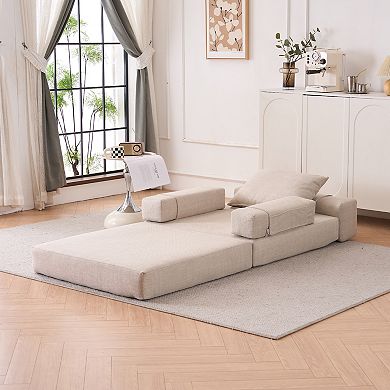 Unikome Modern Upholstered Tri-Fold Fold Armchair Single Sofa- Convertible Sleeper Bed Couch