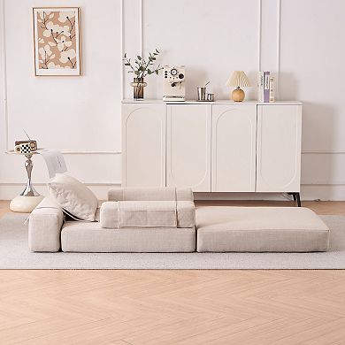 Unikome Modern Upholstered Tri-Fold Fold Armchair Single Sofa- Convertible Sleeper Bed Couch