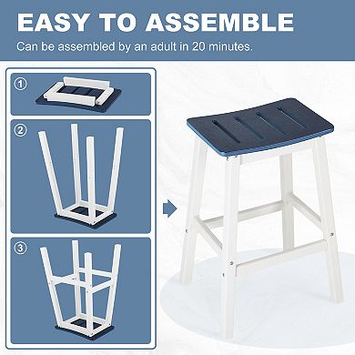 Aoodor Outdoor Bar Stools Set of 2, 28 Inch HDPE Patio Bar Saddle Stools