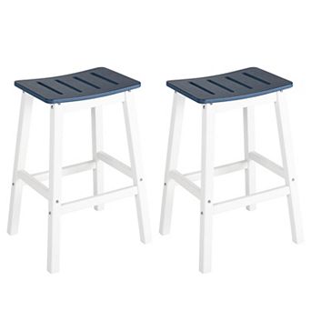 Aoodor Outdoor Bar Stools Set of 2, 28 Inch HDPE Patio Bar Saddle Stools