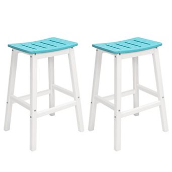 Aoodor Outdoor Bar Stools Set of 2, 28 Inch HDPE Patio Bar Saddle Stools
