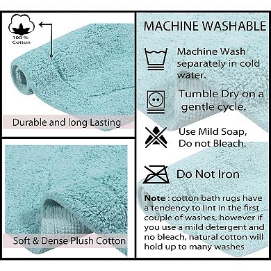 Home Weavers Waterford Collection 100% Cotton Tufted Bath Rug, Extra Soft & Absorbent Bath Rug