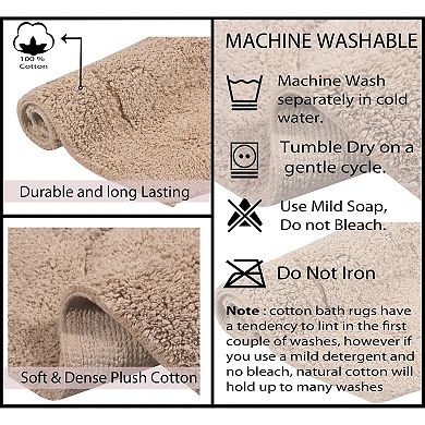 Home Weavers Waterford Collection 100% Cotton Tufted Bath Rug, Extra Soft & Absorbent Bath Rug