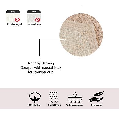 Home Weavers Waterford Collection 100% Cotton Tufted Bath Rug, Extra Soft & Absorbent Bath Rug