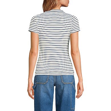 Women's Lands' End Drapey Rib Fitted Short Sleeve Mini T-Shirt