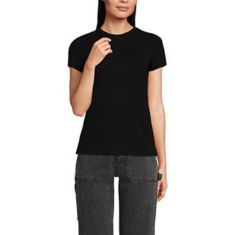 Women's Lands' End Drapey Rib Fitted Short Sleeve Mini T-Shirt