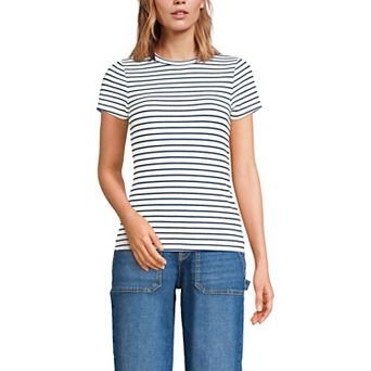 Women's Lands' End Drapey Rib Fitted Short Sleeve Mini T-Shirt