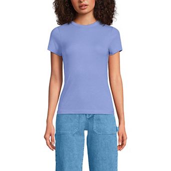 Women's Lands' End Drapey Rib Fitted Short Sleeve Mini T-Shirt