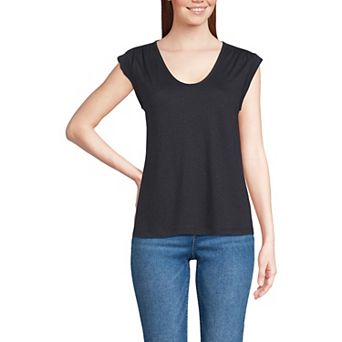 Women's Lands' End Cap Sleeve Shoulder T-Shirt