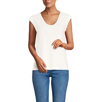 Women's Lands' End Cap Sleeve Shoulder T-Shirt