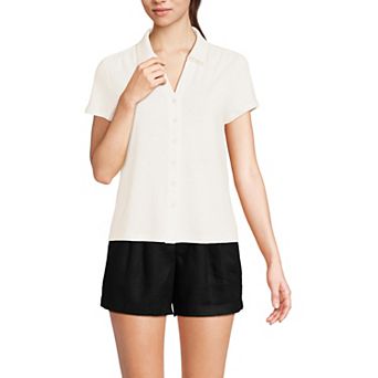 Women's Lands' End Short Sleeve Button Front Polo