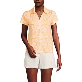 Women's Lands' End Short Sleeve Button Front Polo