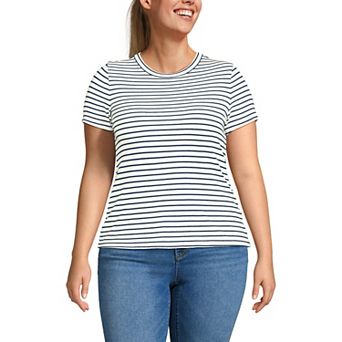 Plus Size Lands' End Drapey Rib Fitted Short Sleeve Mini T-Shirt
