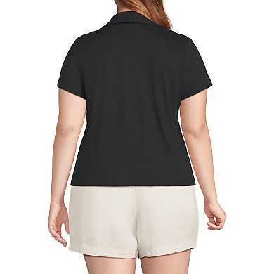 Plus Size Lands' End Short Sleeve Button Front Polo Top