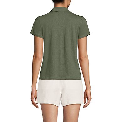 Women's Lands' End Short Sleeve Button Front Polo