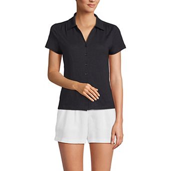 Women's Lands' End Short Sleeve Button Front Polo