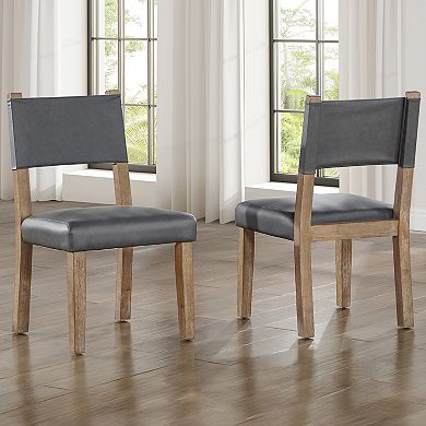 Steve Silver Co. Faux Leather Dining Chair with Wood Legs