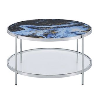 Steve Silver Co. Reversible Round Faux Marble Cocktail Table