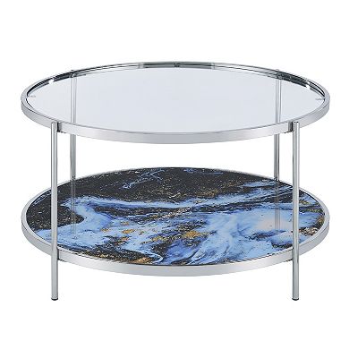 Steve Silver Co. Reversible Round Faux Marble Cocktail Table