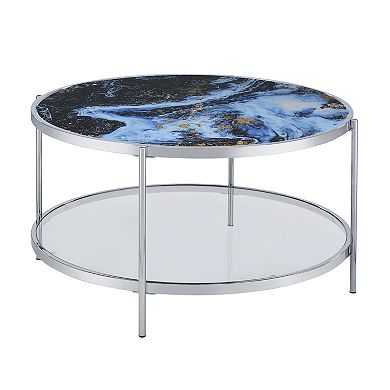 Steve Silver Co. Reversible Round Faux Marble Cocktail Table