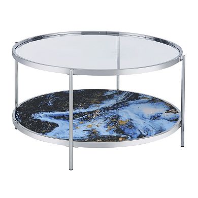 Steve Silver Co. Reversible Round Faux Marble Cocktail Table
